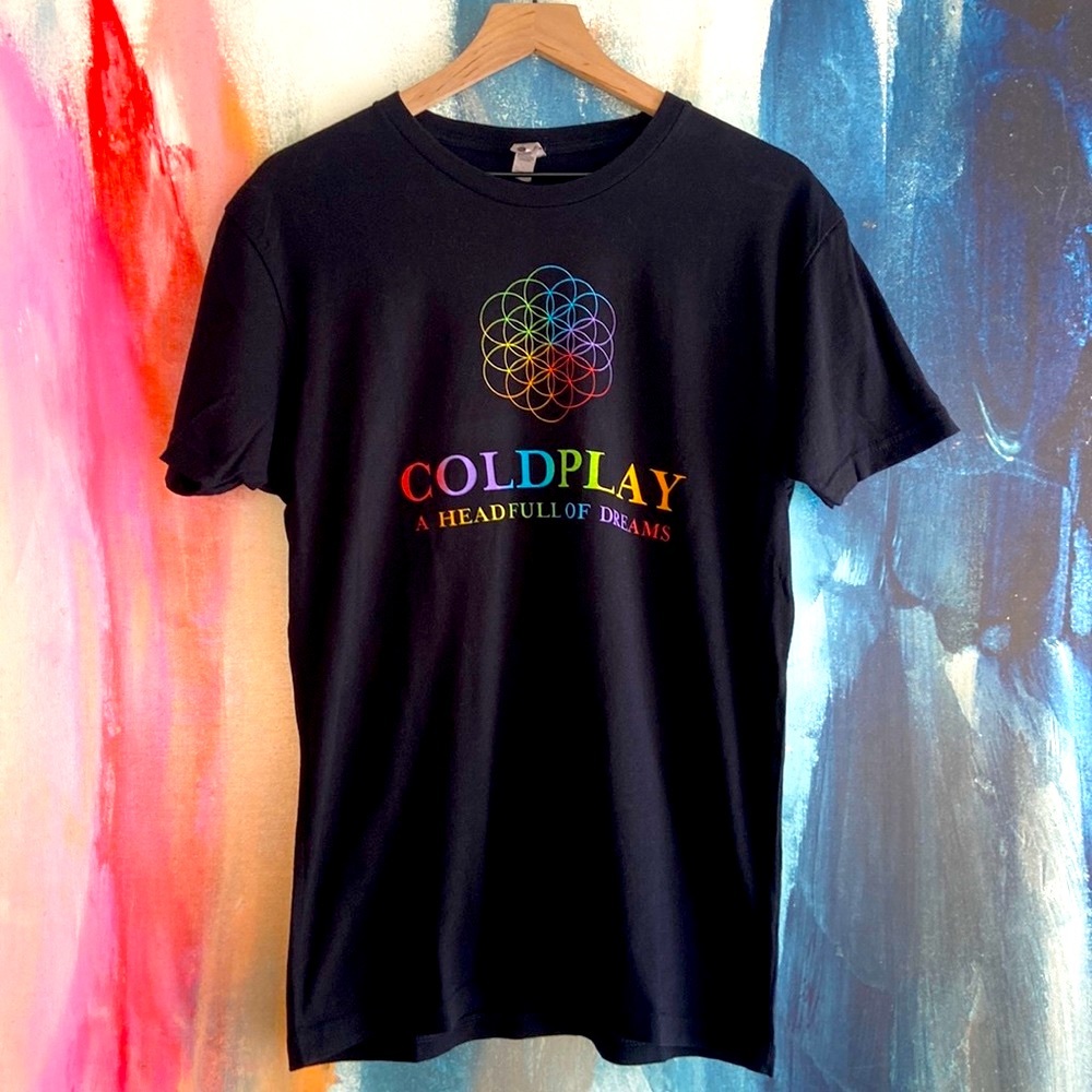 🔥EC🔥2017 Cold Play Front/Back Graphic World Tour 100% Cotton T-shirt.